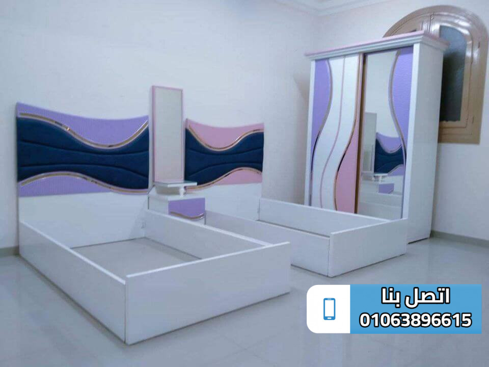 غرف نوم اطفال بسريرين خشب مودرن