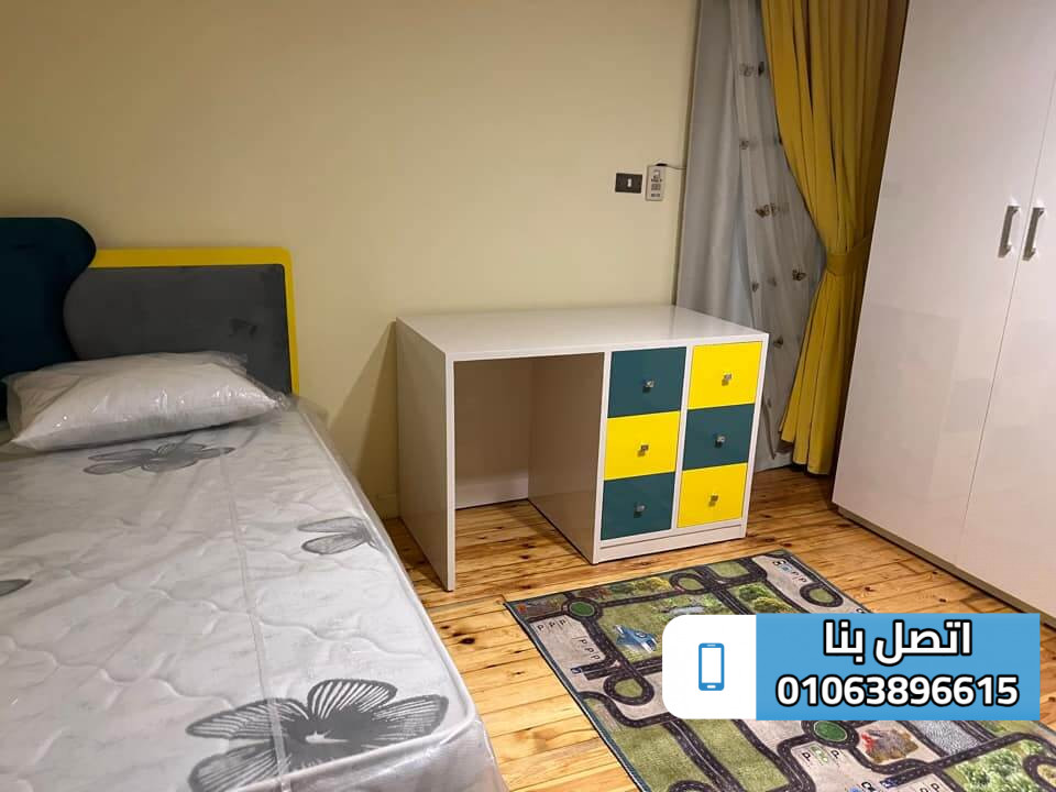 غرف نوم اطفال بسريرين خشب مودرن